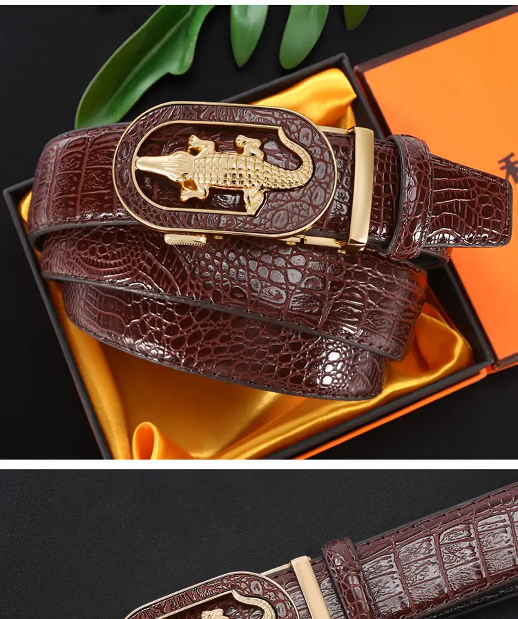 Men's Black Croc Leather Belt with Silver Buckle β feature 6