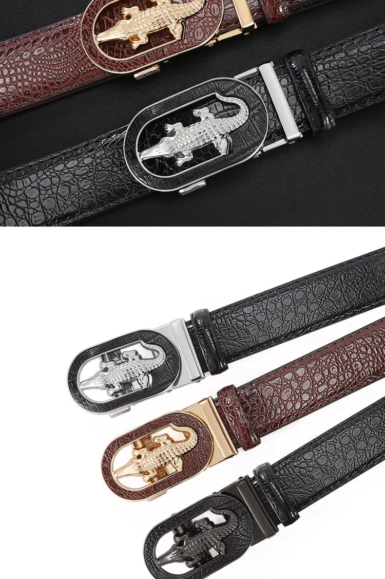 Men's Black Croc Leather Belt with Silver Buckle β feature 7