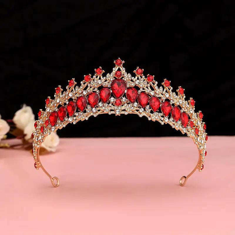 Red Gemstone Bridal Crown for Women