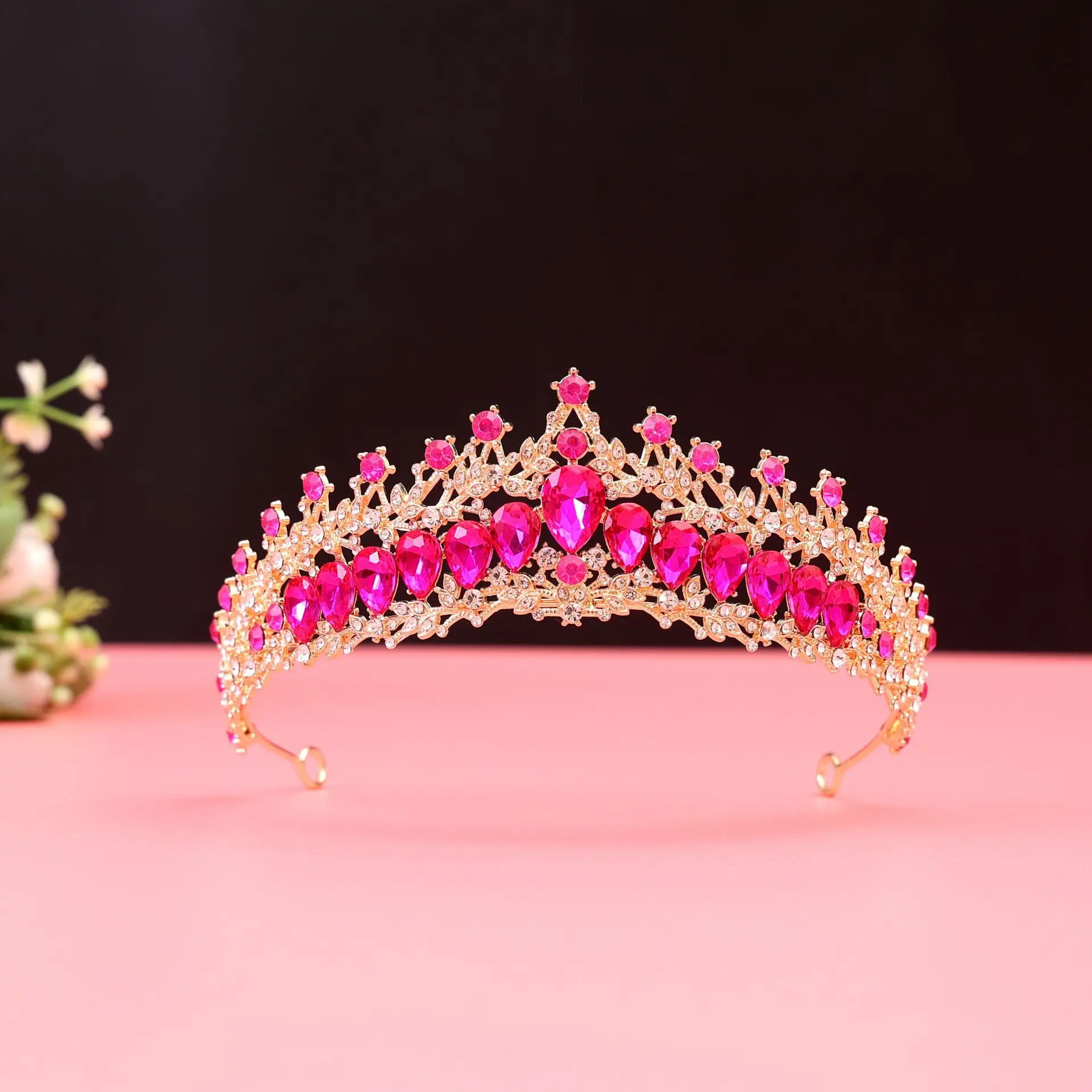 Red Gemstone Bridal Crown for Women
