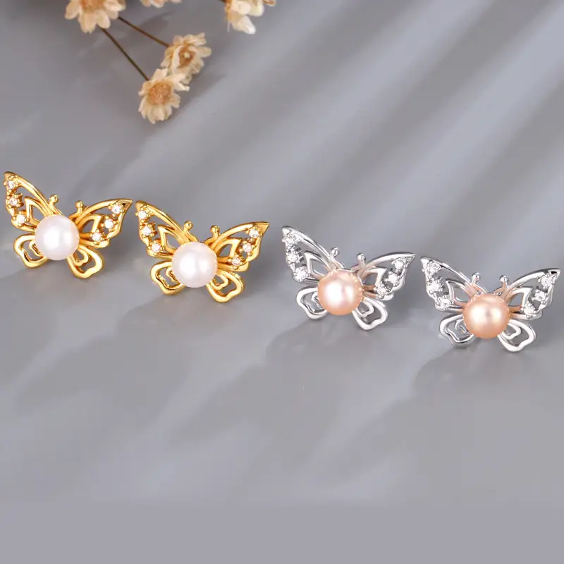 Hollow Butterfly Pearl Earrings for Women — feature 11