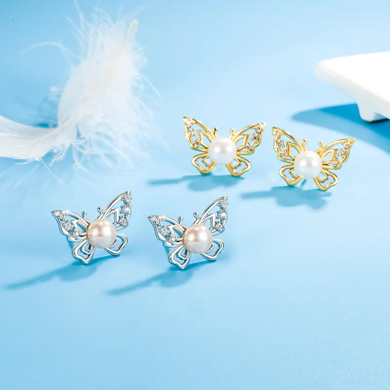 Hollow Butterfly Pearl Earrings for Women — feature 9