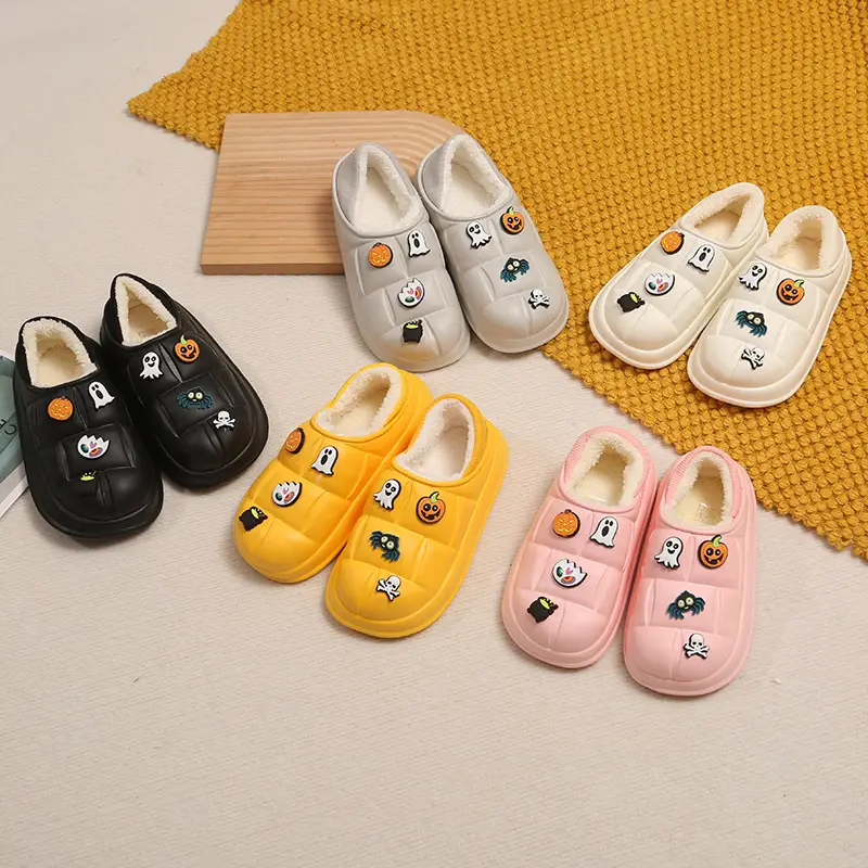 EVA waterproof cotton-padded shoes women's autumn and winter indoor home couple's home bag heel plush confinement non-slip thermal slippers - Image 11