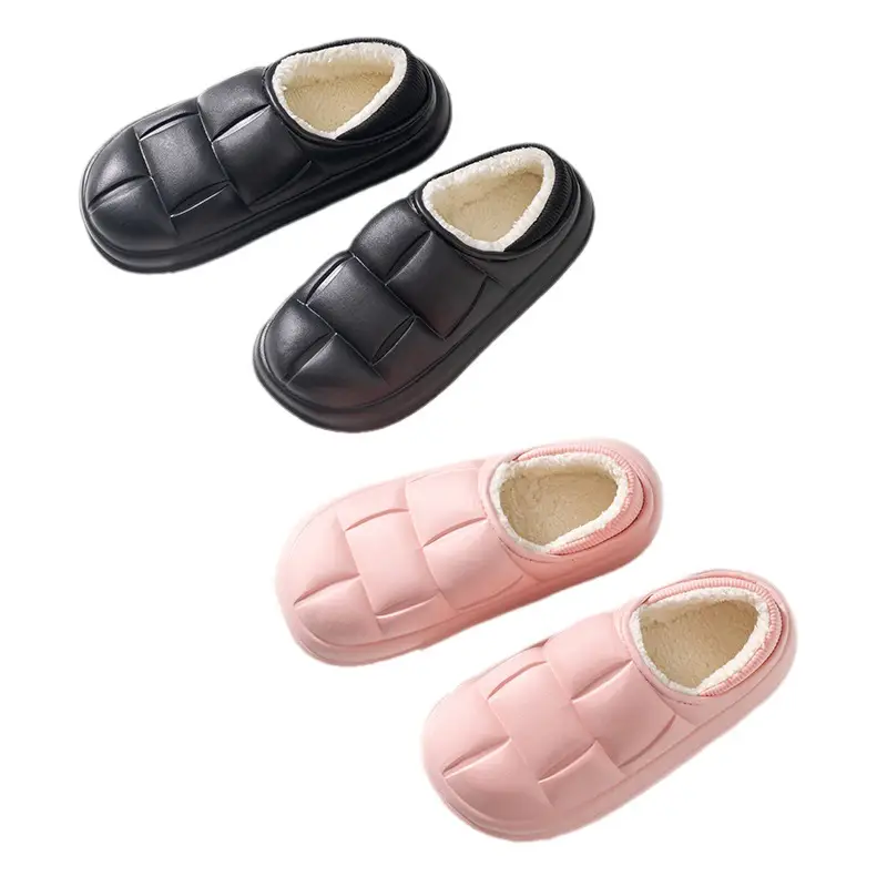 EVA waterproof cotton-padded shoes women's autumn and winter indoor home couple's home bag heel plush confinement non-slip thermal slippers - Image 15