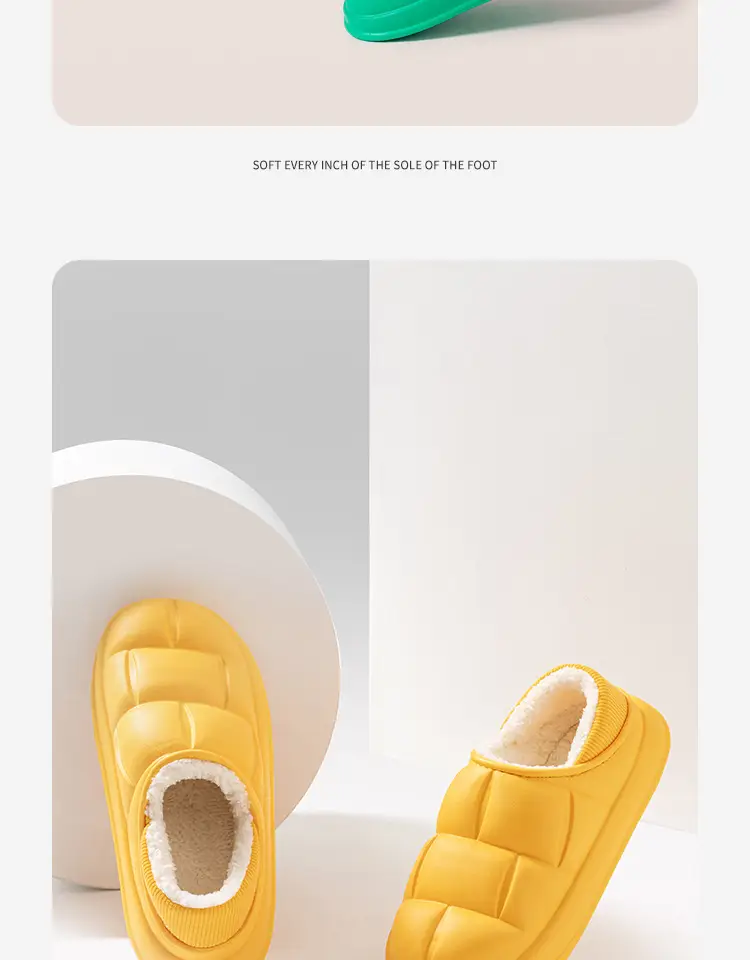 EVA waterproof cotton-padded shoes women's autumn and winter indoor home couple's home bag heel plush confinement non-slip thermal slippers — feature 16