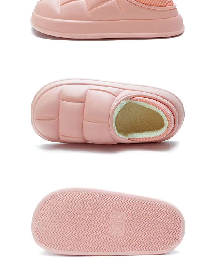 EVA waterproof cotton-padded shoes women's autumn and winter indoor home couple's home bag heel plush confinement non-slip thermal slippers — feature 19