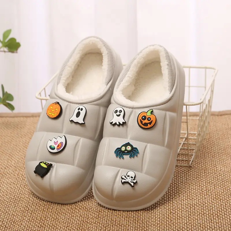 EVA waterproof cotton-padded shoes women's autumn and winter indoor home couple's home bag heel plush confinement non-slip thermal slippers - Image 10
