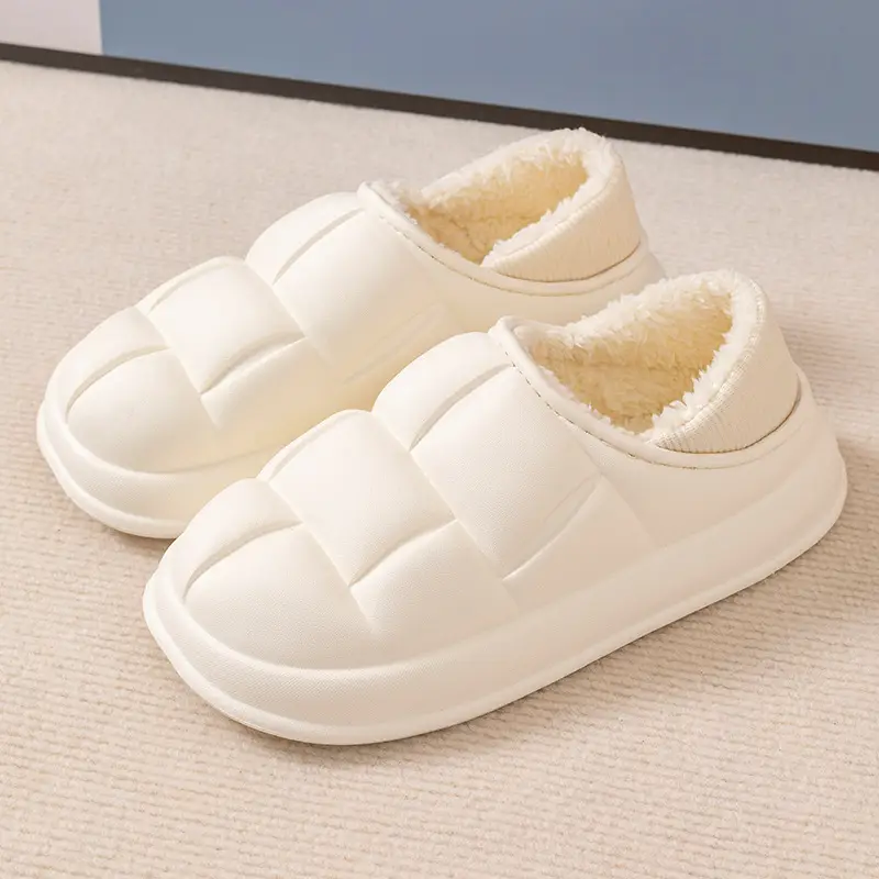 EVA waterproof cotton-padded shoes women's autumn and winter indoor home couple's home bag heel plush confinement non-slip thermal slippers - Image 3