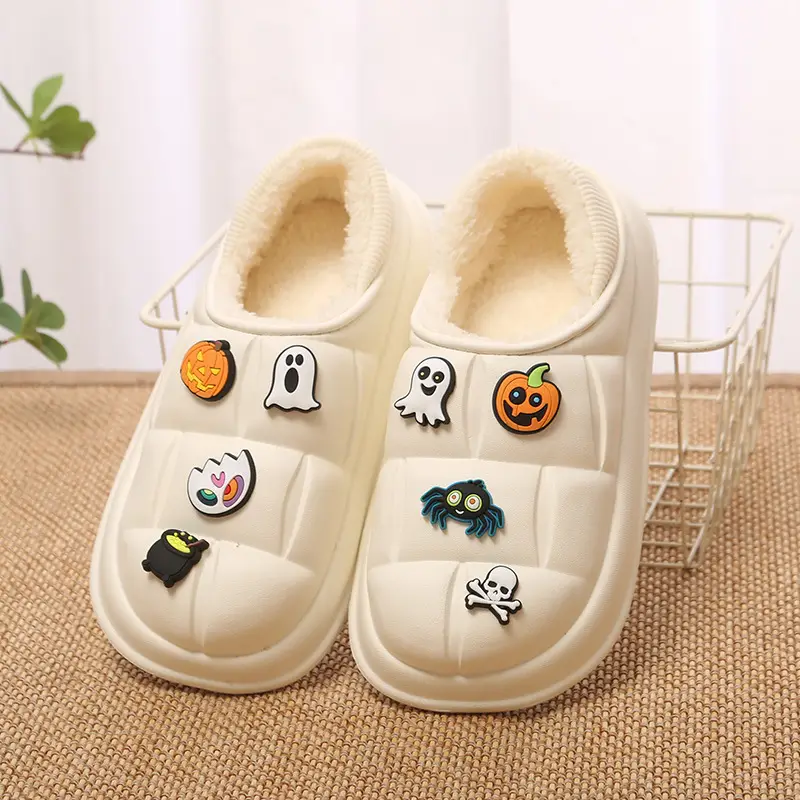 EVA waterproof cotton-padded shoes women's autumn and winter indoor home couple's home bag heel plush confinement non-slip thermal slippers - Image 7