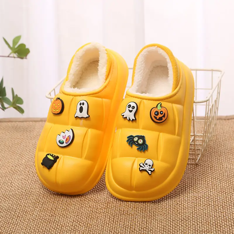 EVA waterproof cotton-padded shoes women's autumn and winter indoor home couple's home bag heel plush confinement non-slip thermal slippers - Image 8