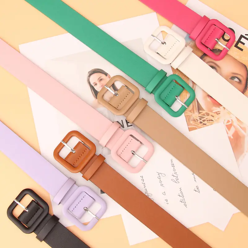 Candy-Colored Women's European Belt with Buckle - Image 9