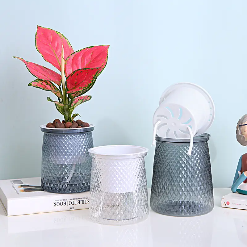 Water-free Internet celebrity new automatic absorbent lazy Basin light luxury lazy plastic flower arrangement Nordic style hydroponic flower pot - Image 4