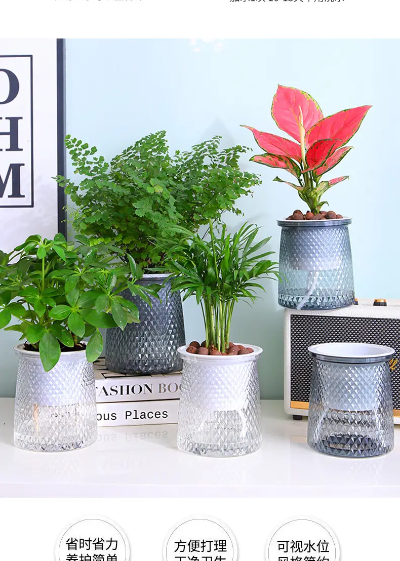 Water-free Internet celebrity new automatic absorbent lazy Basin light luxury lazy plastic flower arrangement Nordic style hydroponic flower pot — feature 11