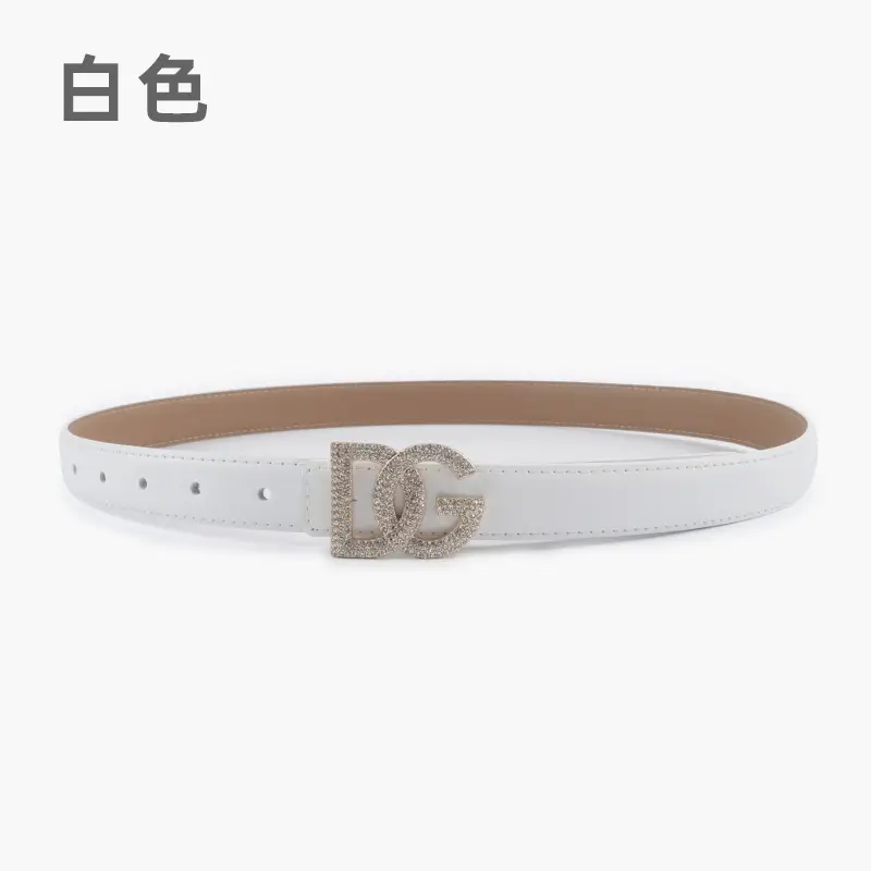 Women's White Rhinestone Belt All-Match Casual Pants - Image 3