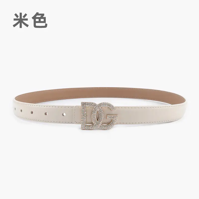Women's White Rhinestone Belt All-Match Casual Pants - Image 4