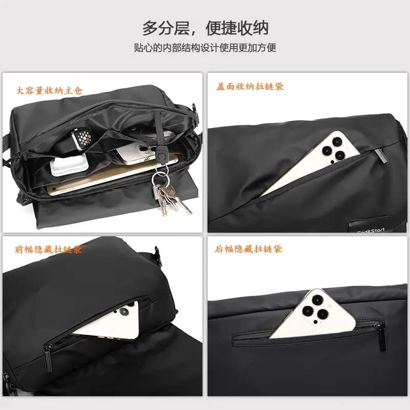 Men's Multi-Functional Messenger Bag Black