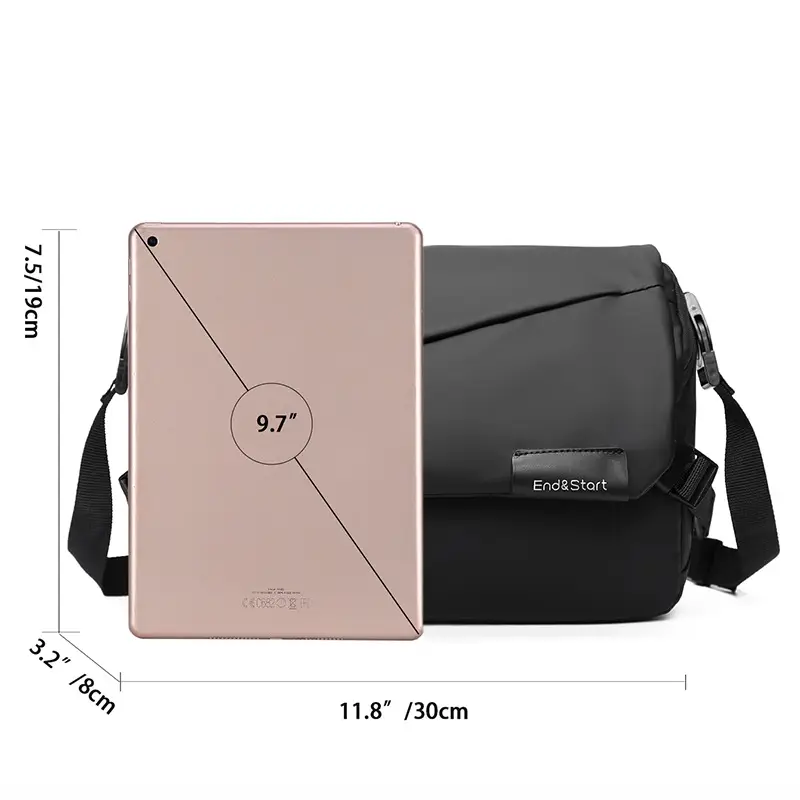 Men's Multi-Functional Messenger Bag Black
