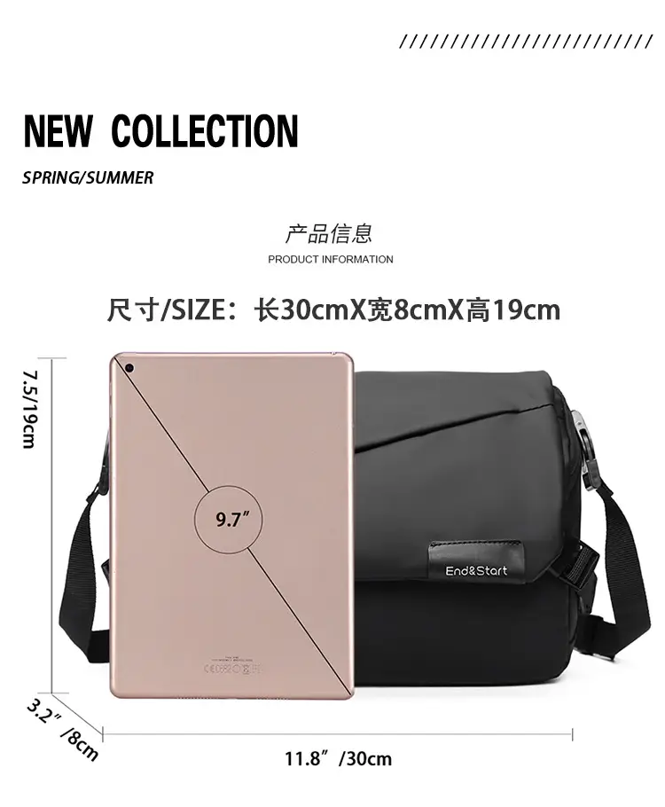 Men's Multi-Functional Messenger Bag Black — feature 1