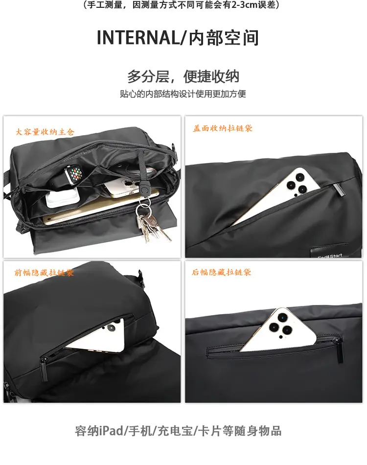 Men's Multi-Functional Messenger Bag Black — feature 2