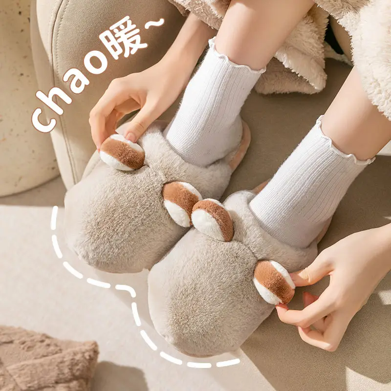 Women Winter Plush Slippers Thick Soled Non-Slip - Image 4