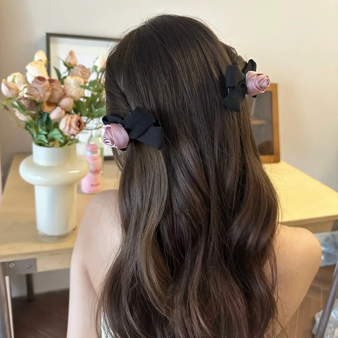 French Style Rose Hairpin with Vintage Bow Clip - Image 6