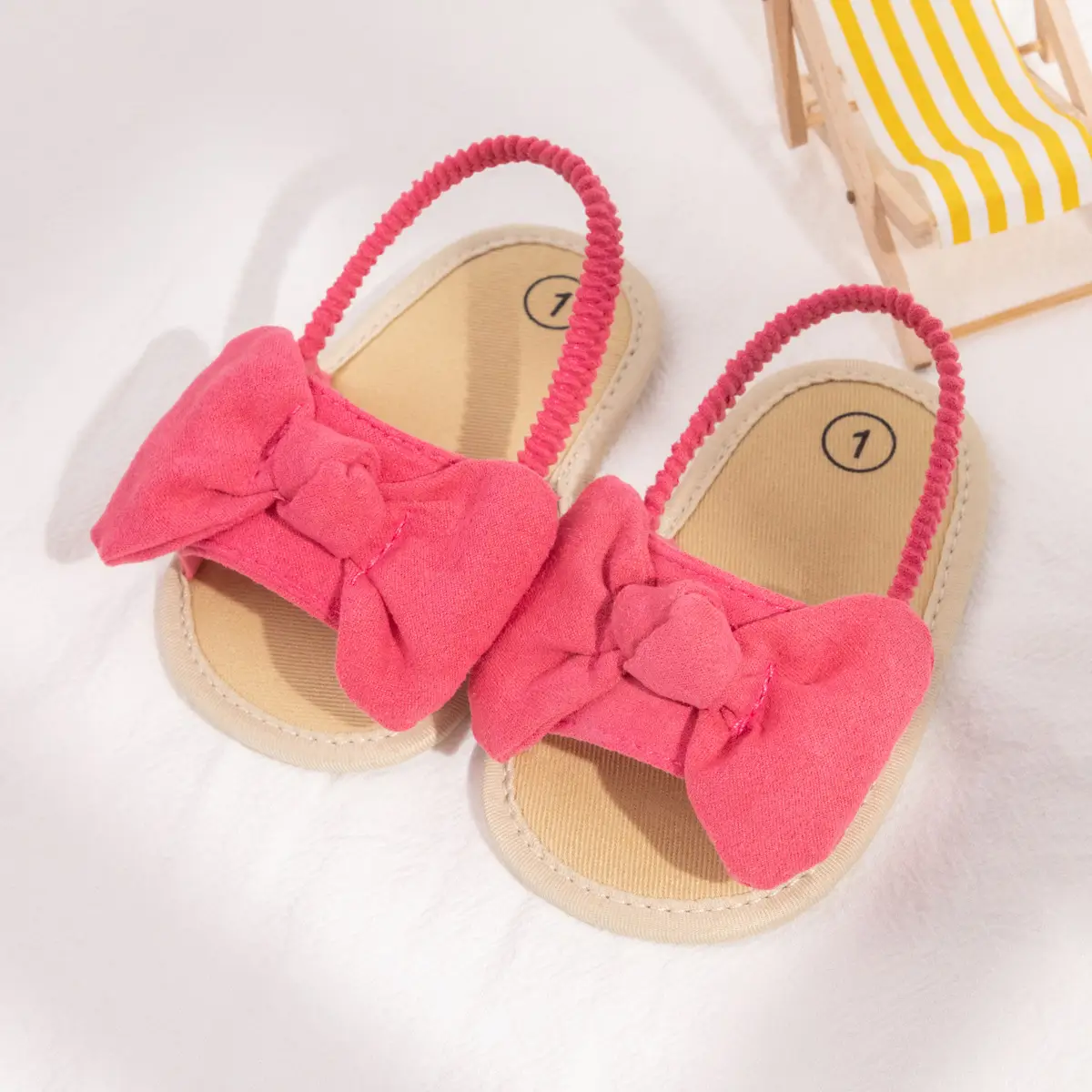 Baby Bow Sandals Pink Yellow Blue Soft Soled 0-1Y