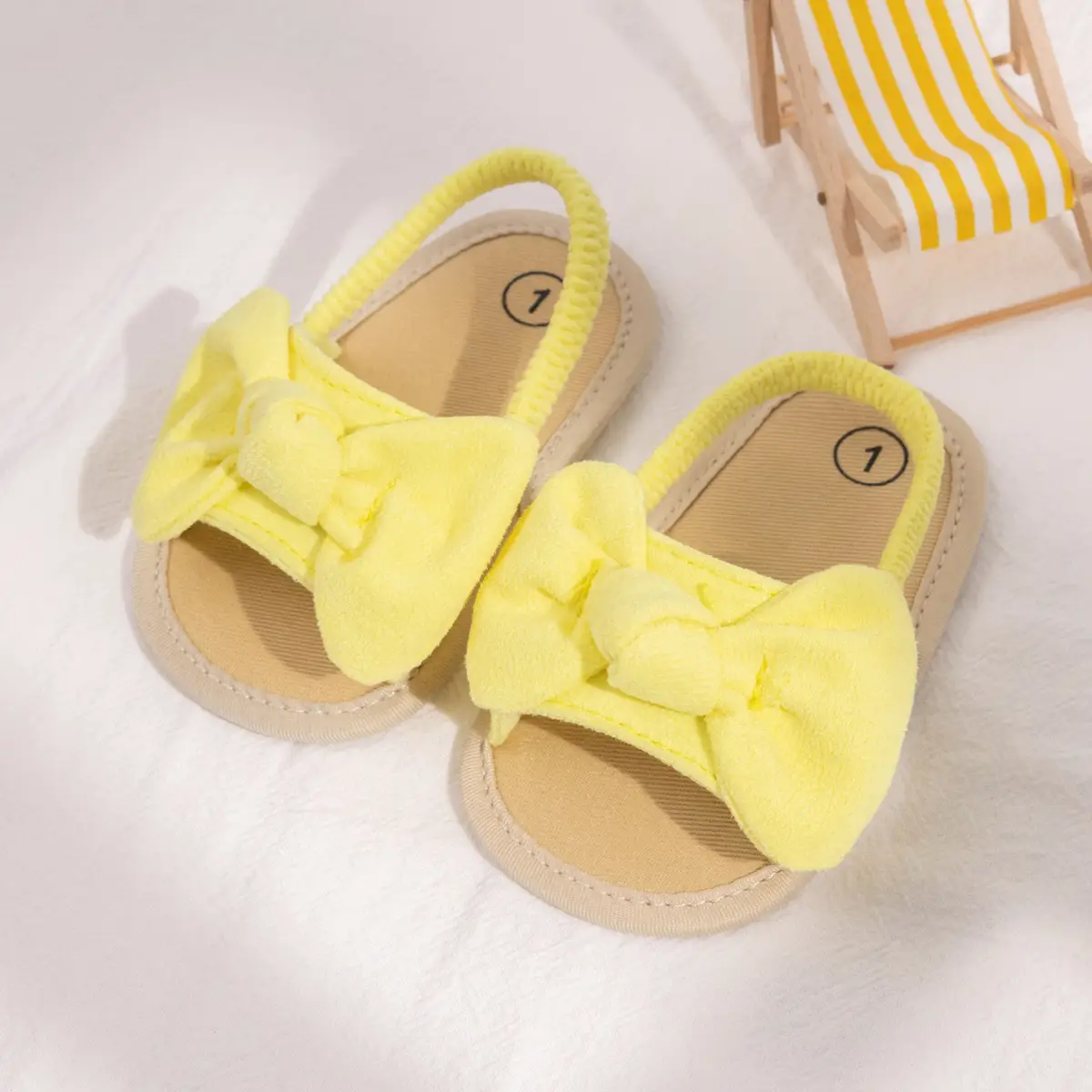 Baby Bow Sandals Pink Yellow Blue Soft Soled 0-1Y
