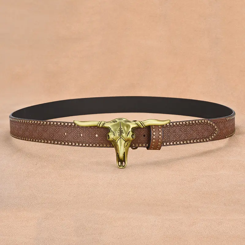 Men's Ngau Tau Belt with Rivet Design - Image 6