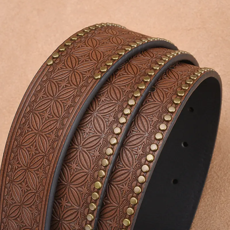 Men's Ngau Tau Belt with Rivet Design - Image 7