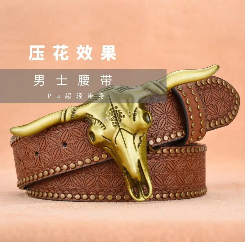 Men's Ngau Tau Belt with Rivet Design β feature 1