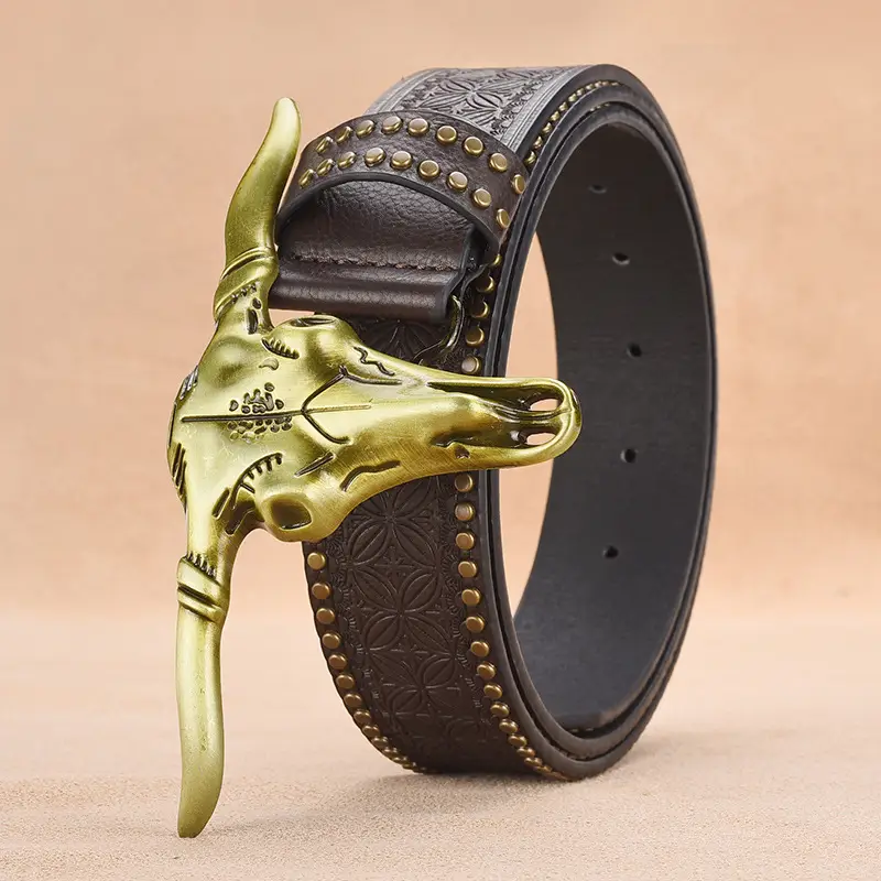Men's Ngau Tau Belt with Rivet Design - Image 2