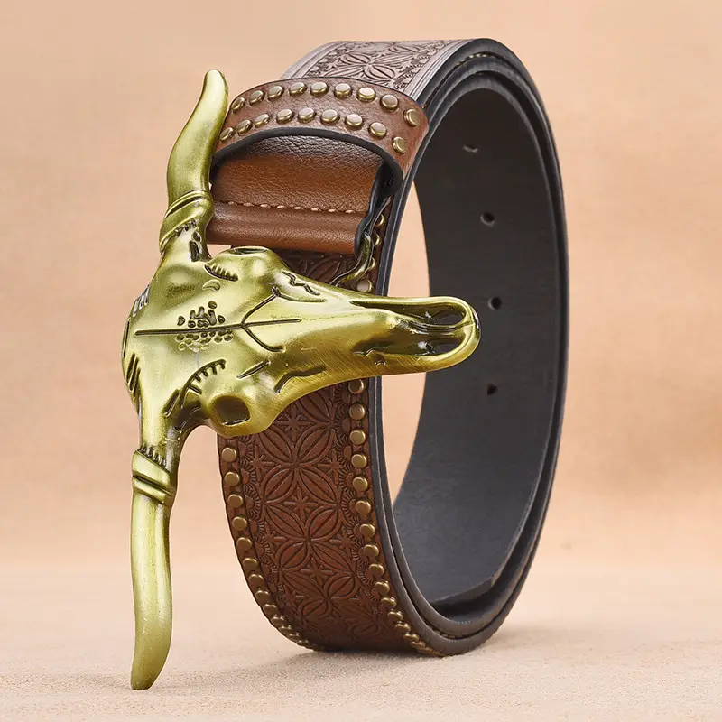 Men's Ngau Tau Belt with Rivet Design - Image 3