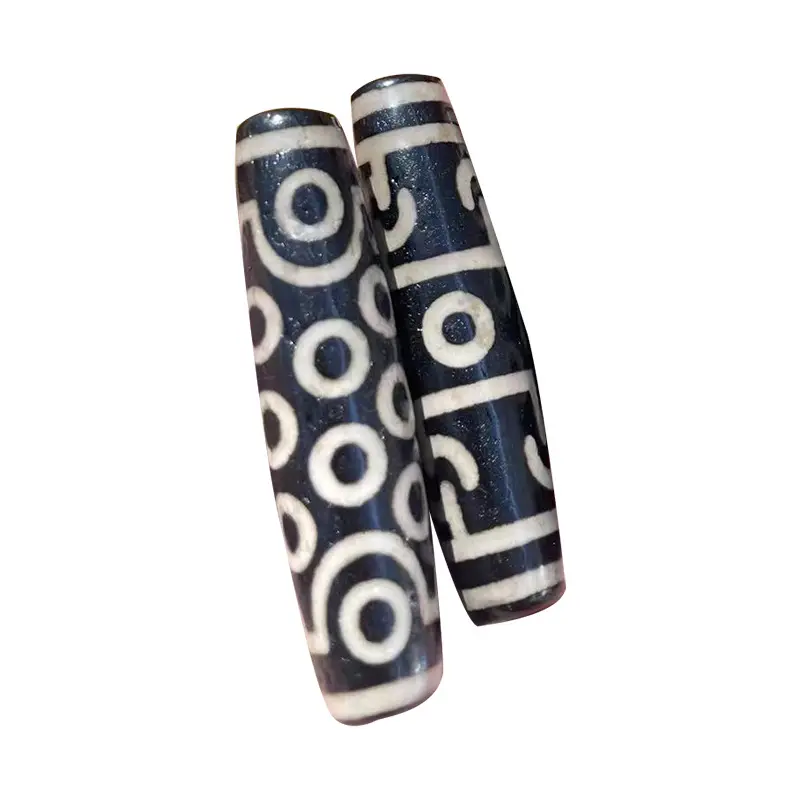 Black & White Patterned Agate Jade Beads 60mm High Oil - Image 5