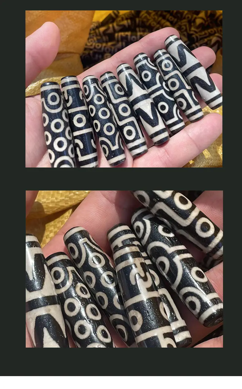 Black & White Patterned Agate Jade Beads 60mm High Oil — feature 8