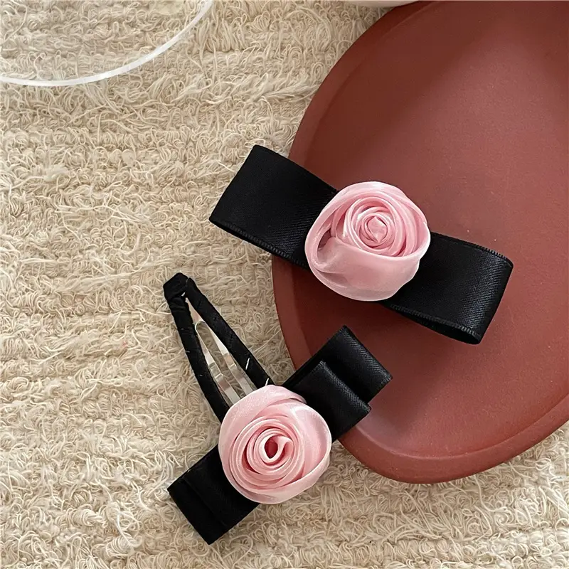 French Pink Rose Hairpin Women's Clip - Image 6