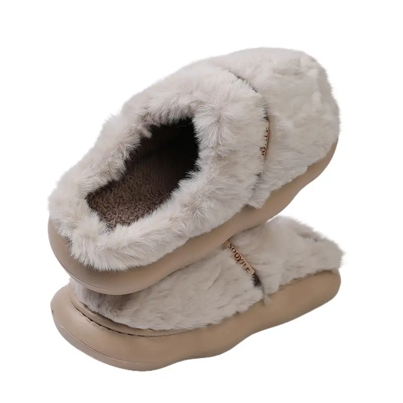 Nanbowan cotton slippers women's winter indoor home warm plush small flower couple EVA thick bottom closed toe slippers men
