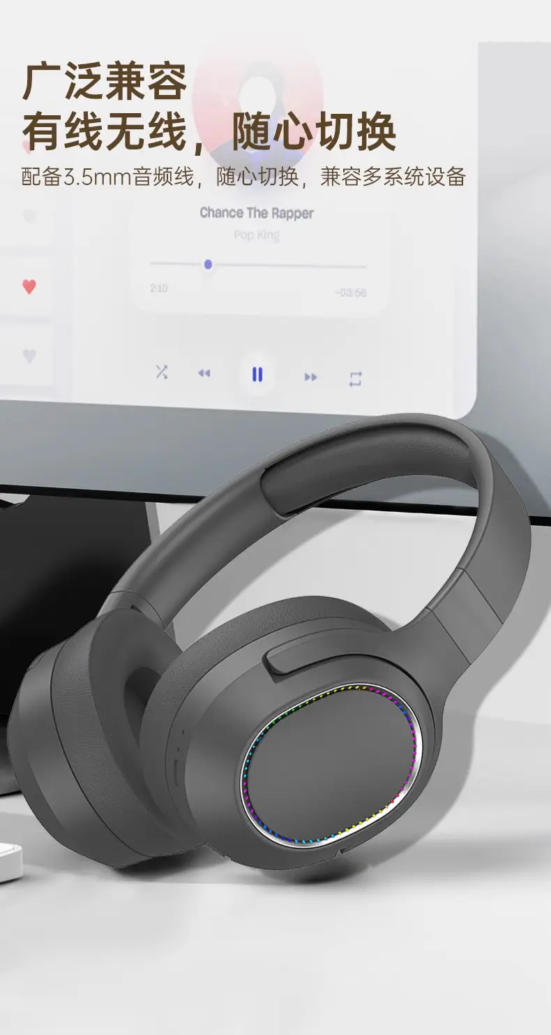 Wireless Bluetooth Headset with RGB Light & Bass — feature 8