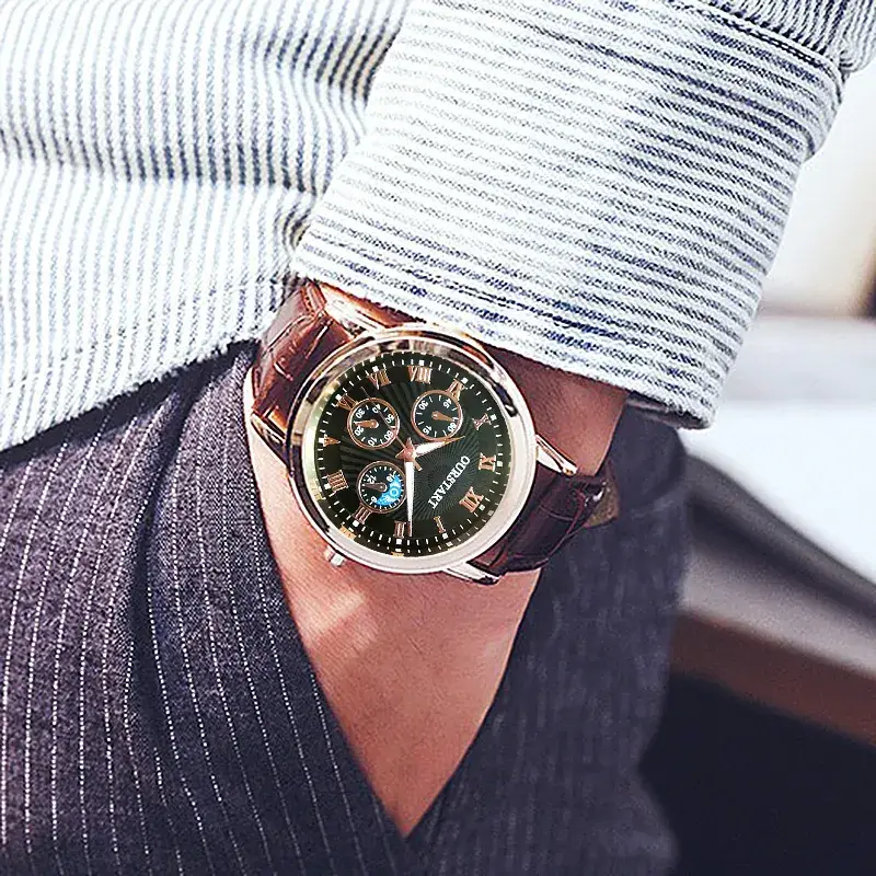 Men's Star Moon Watch with 3 Eyes & Leather Band - Image 2