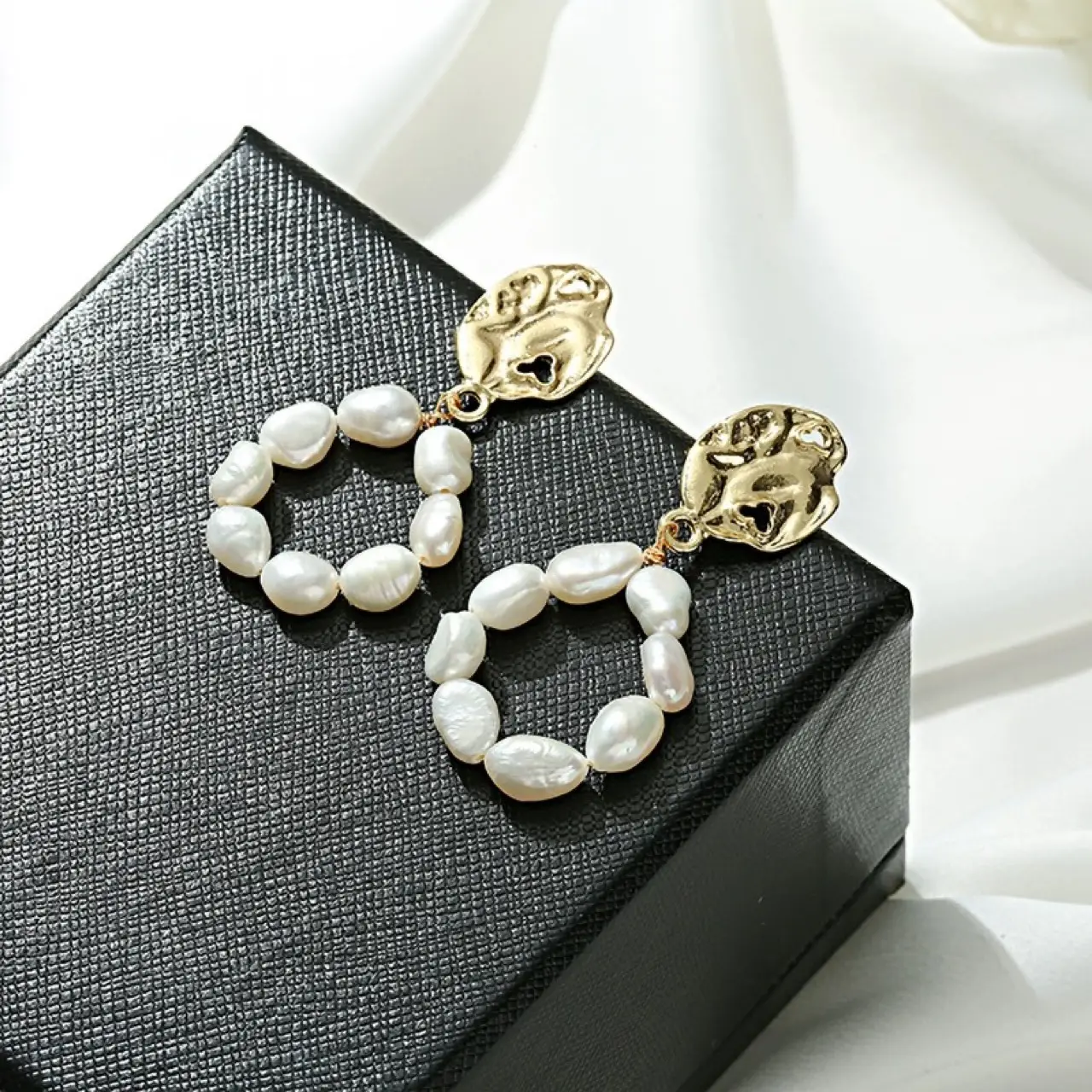 French Baroque Pearl Earrings Gold Plated 925 Silver