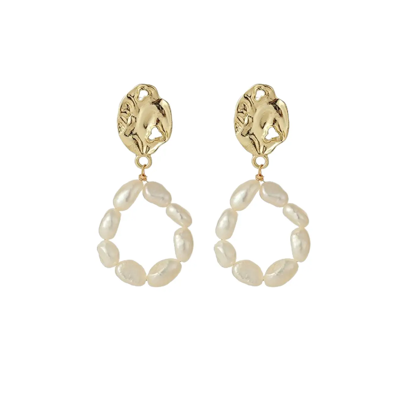 French Baroque Pearl Earrings Gold Plated 925 Silver