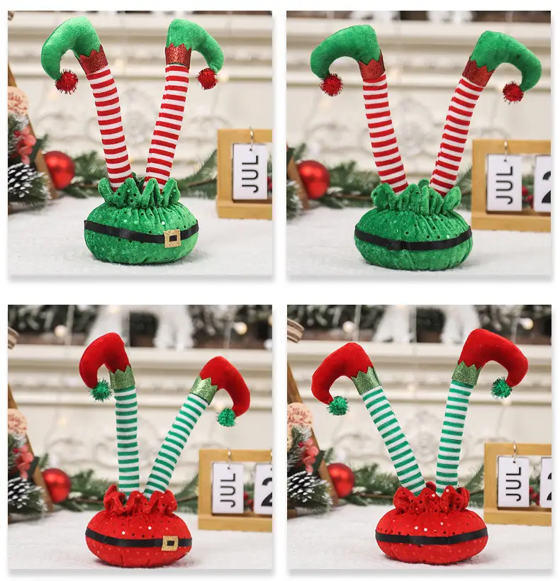 Christmas Elf Foot Decorations Red Green Belt Ornament Set — feature 8