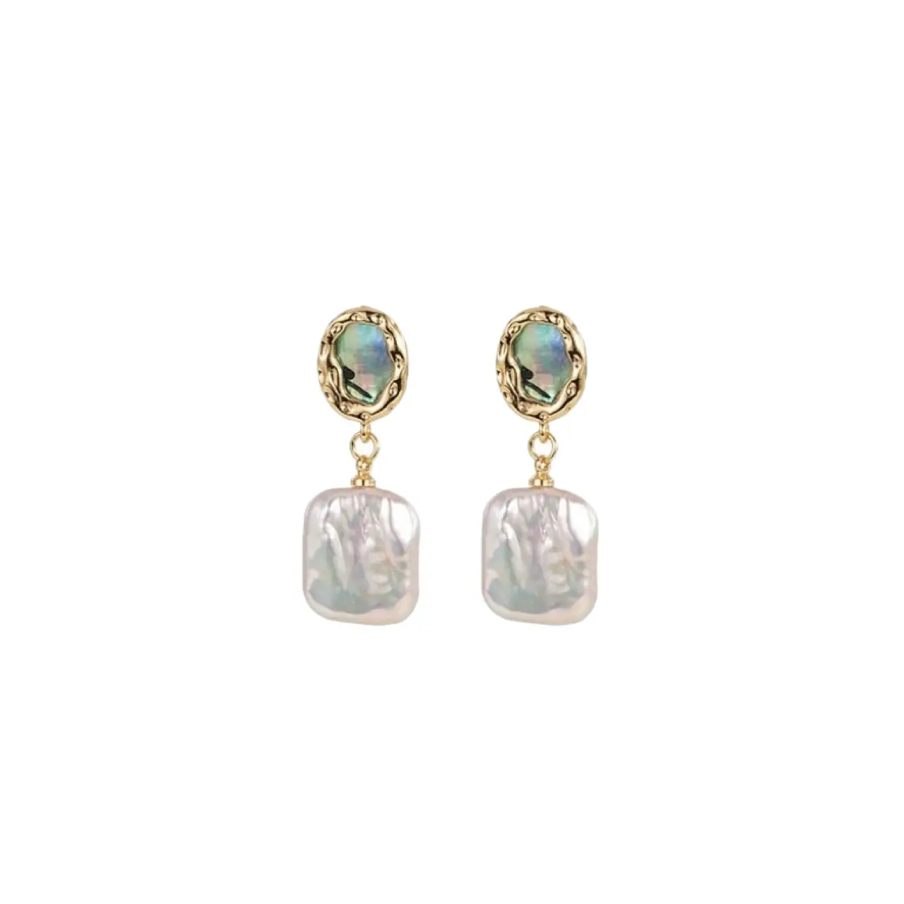Vintage Natural Square Pearl Earrings for Women - Image 5