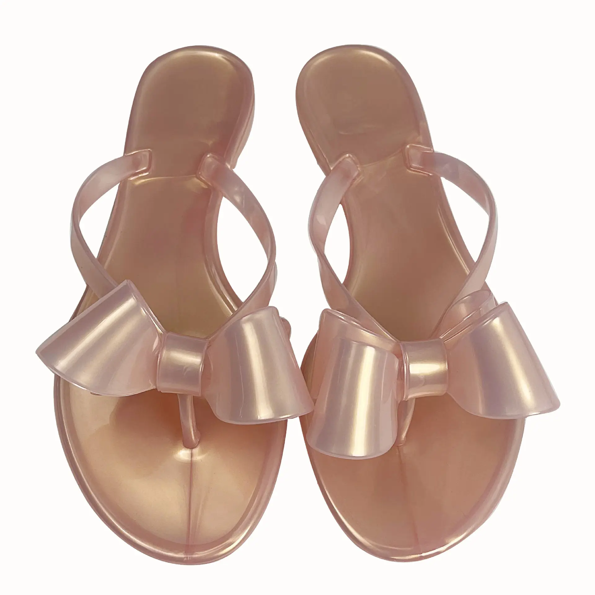 Women Pink Jelly Butterfly Flat Sandals Summer