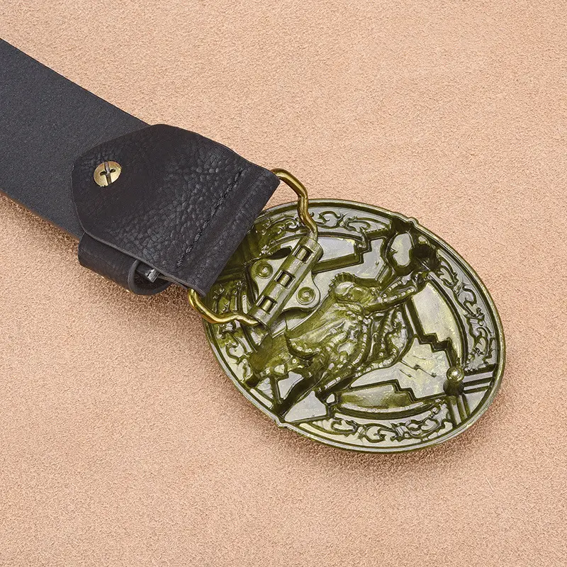 Retro Punk Belt Men Black Rivet Zodiac Design - Image 6