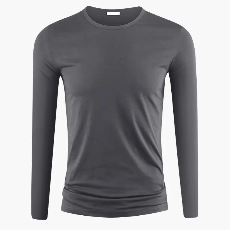 Men's V-Neck Long Sleeve T-Shirt Slim Fit White - Image 13