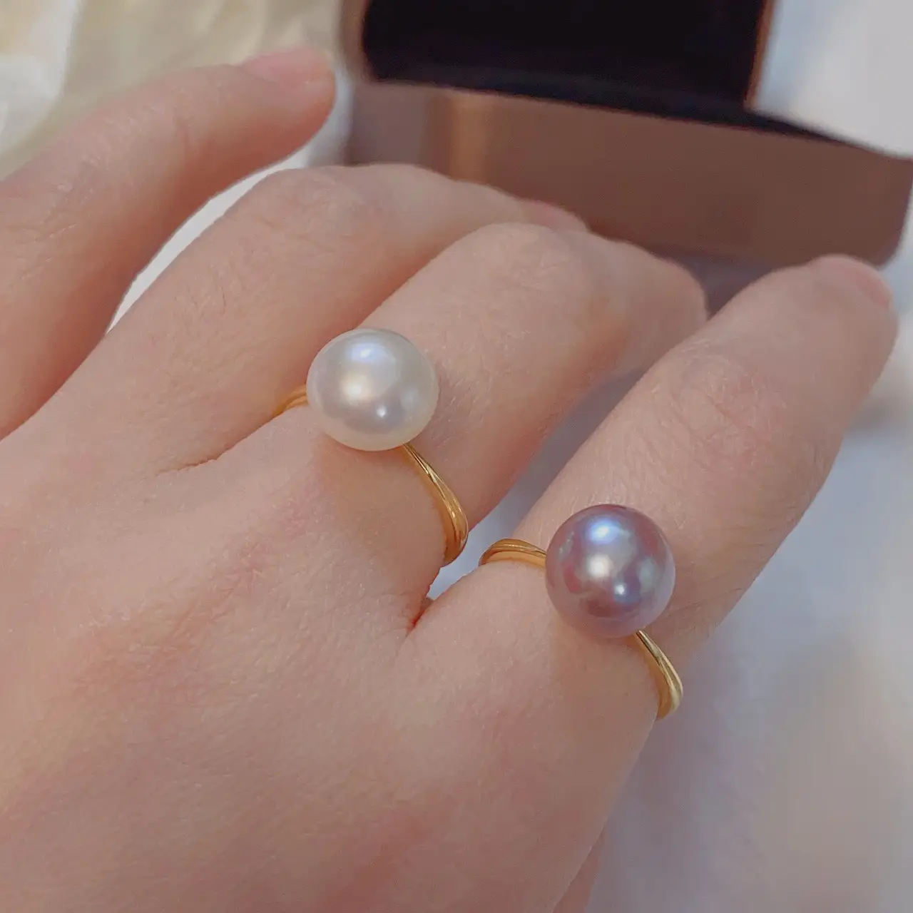 Natural Pearl Rings S925 Silver Plated 18k Gold - Image 4