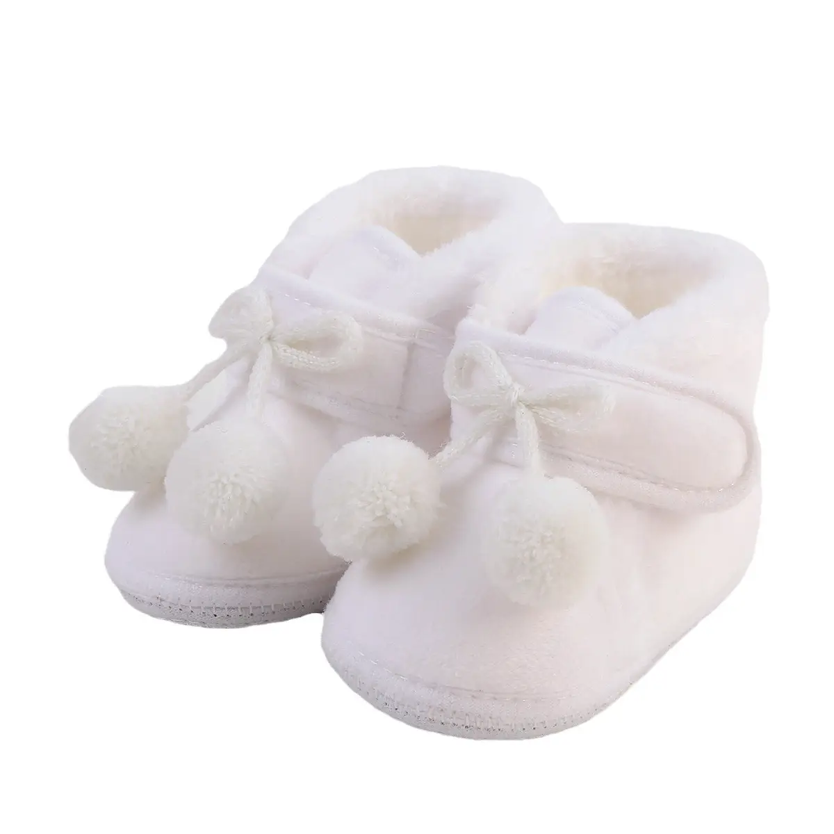 White Wool Baby Shoes for Kids Winter Soft Bottom