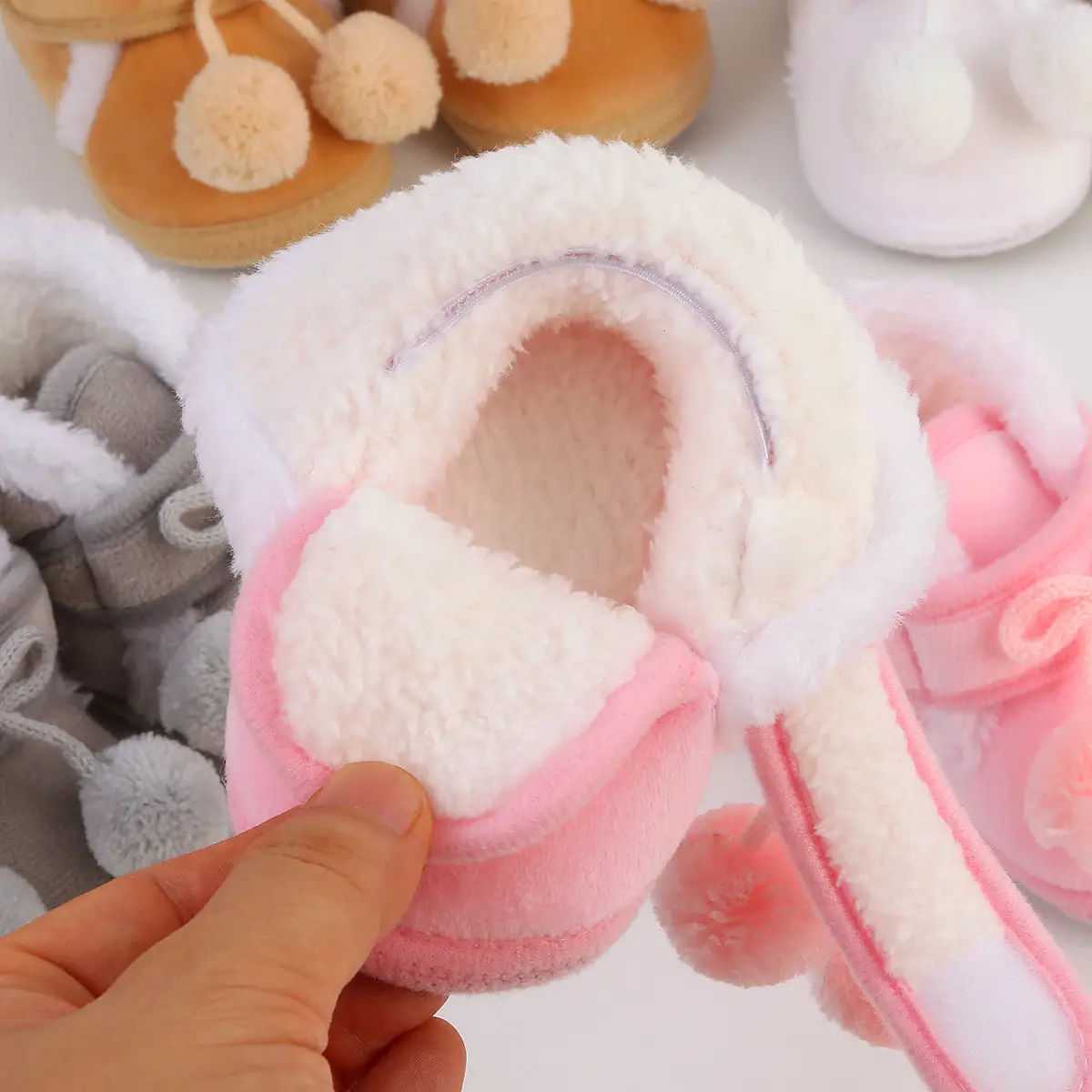 White Wool Baby Shoes for Kids Winter Soft Bottom — feature 10