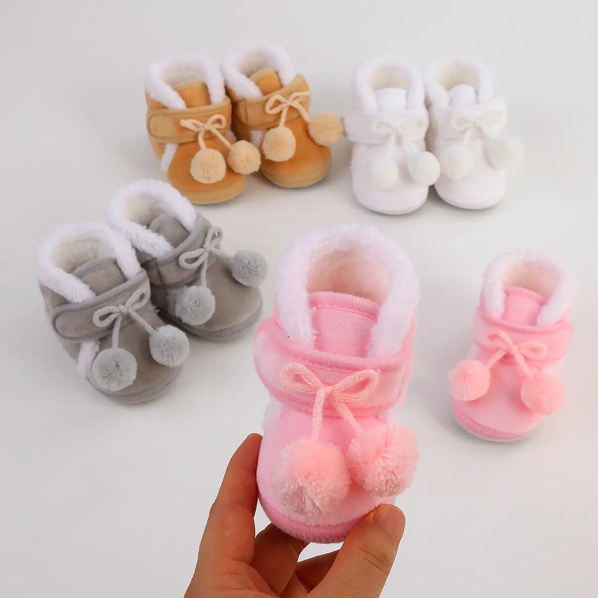 White Wool Baby Shoes for Kids Winter Soft Bottom — feature 15