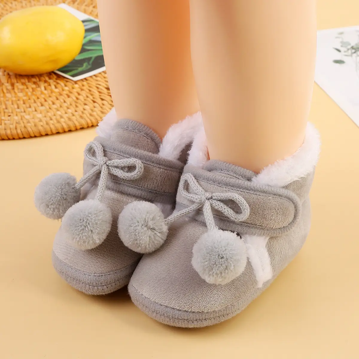 White Wool Baby Shoes for Kids Winter Soft Bottom — feature 40
